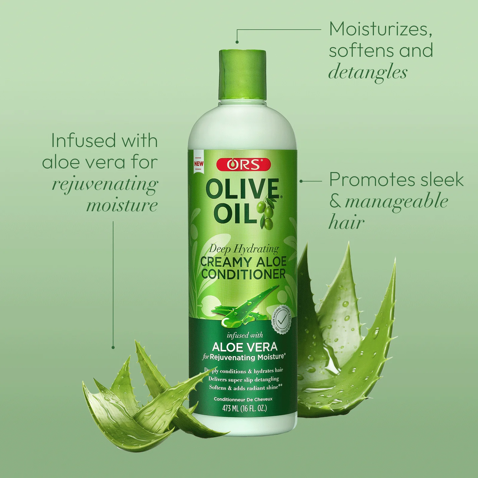 ORS Olive Oil Deep Hydrating Creamy Aloe Conditioner for Rejuvenating Moisture (16.0 oz) - Image 3