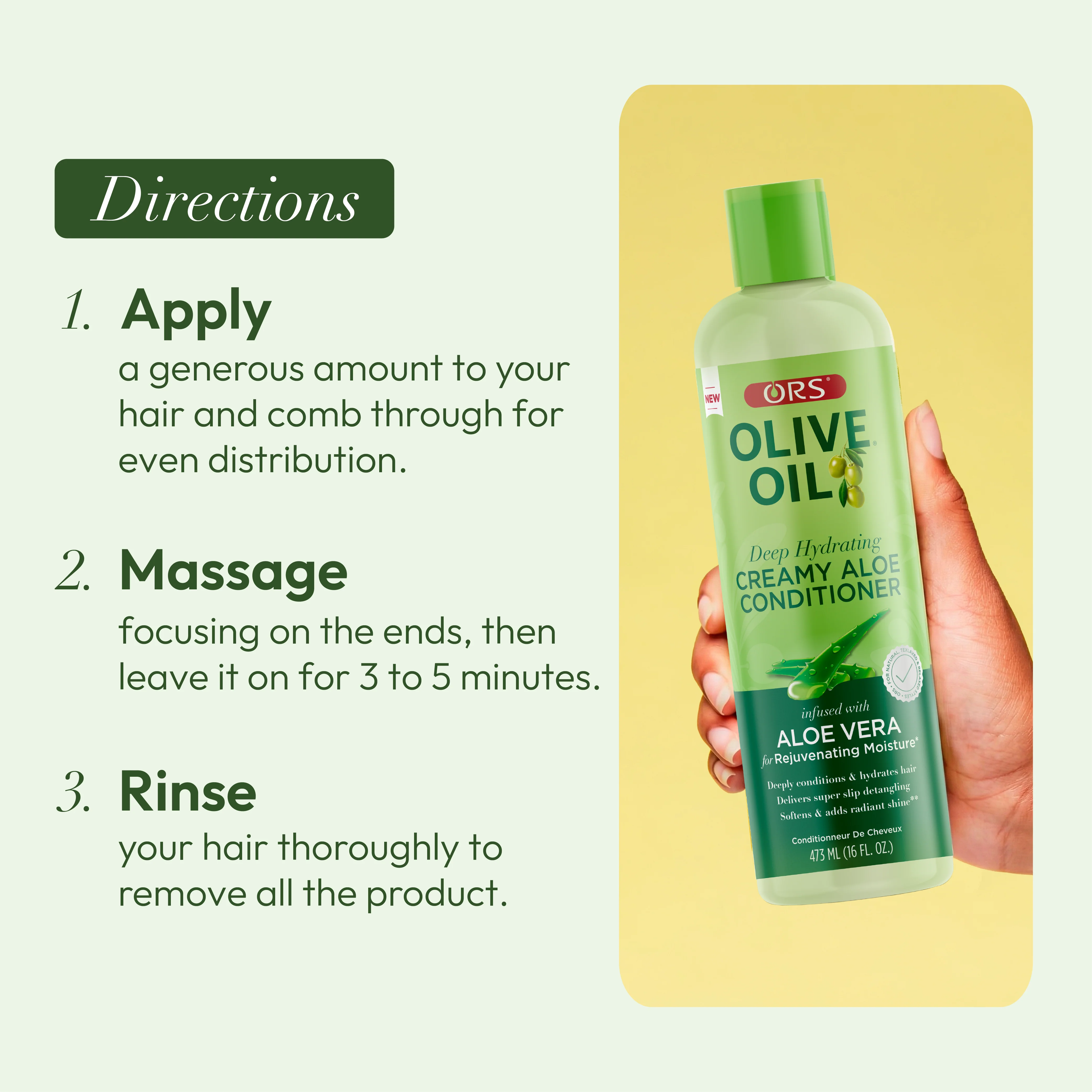 ORS Olive Oil Deep Hydrating Creamy Aloe Conditioner for Rejuvenating Moisture (16.0 oz) - Image 8