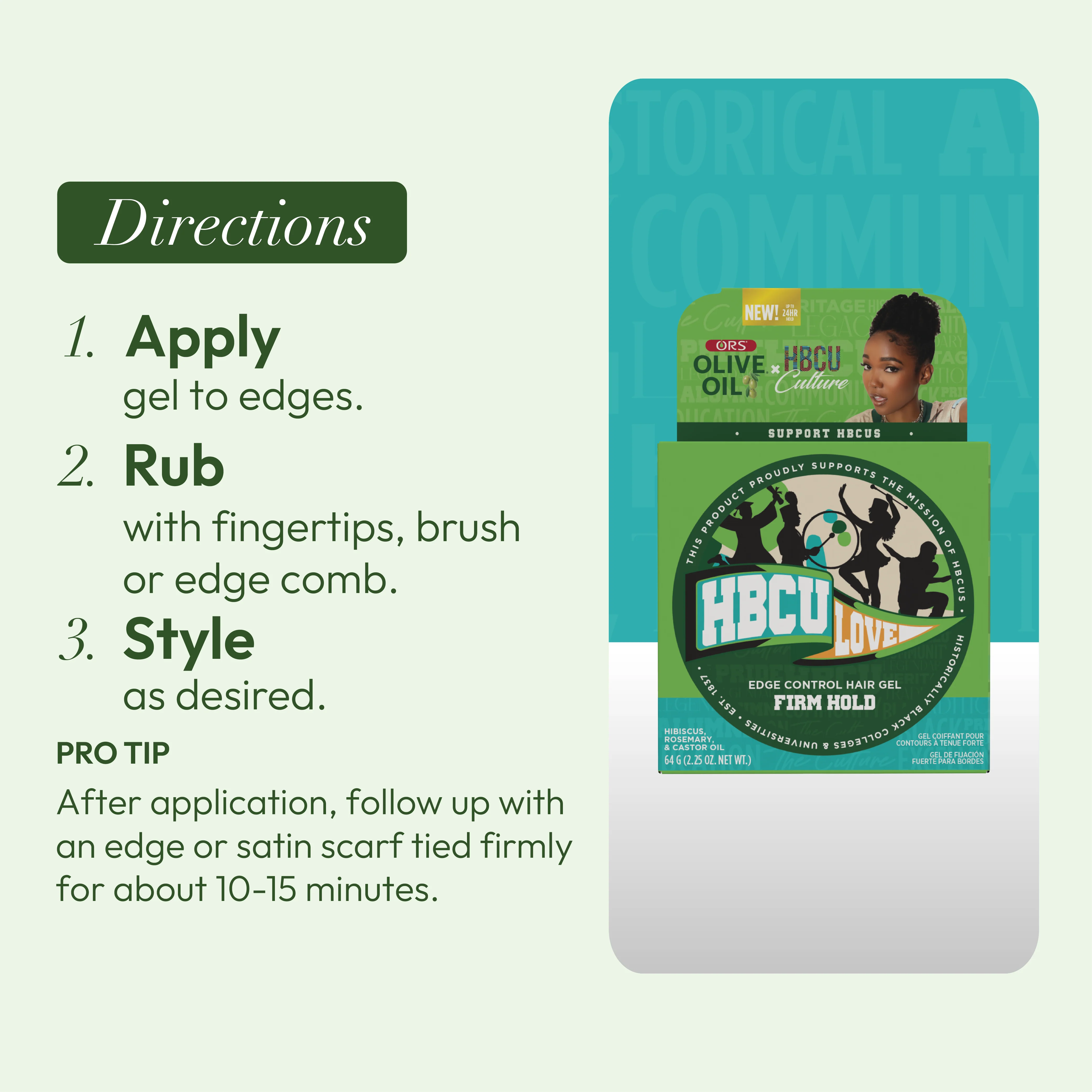 ORS HBCU Olive Oil Edge Control Hair Gel Firm Hold (2.2 oz) - Image 12